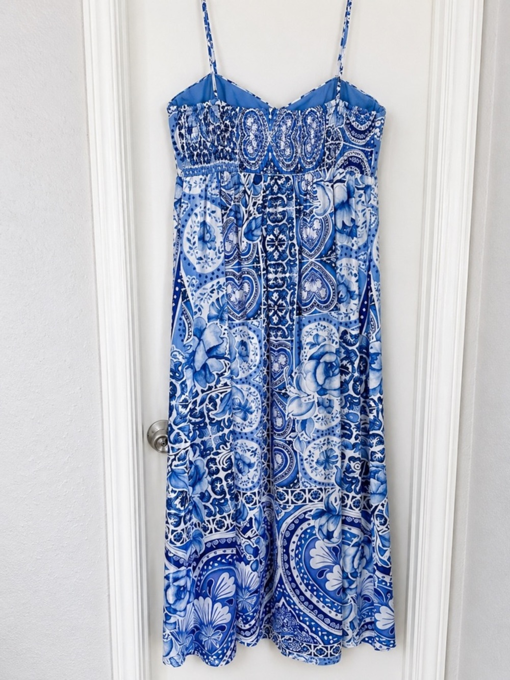 Caroline Constas Maxi Dress Blue Tile Tuckernuck 100% Cotton Medium - Picture 5 of 9